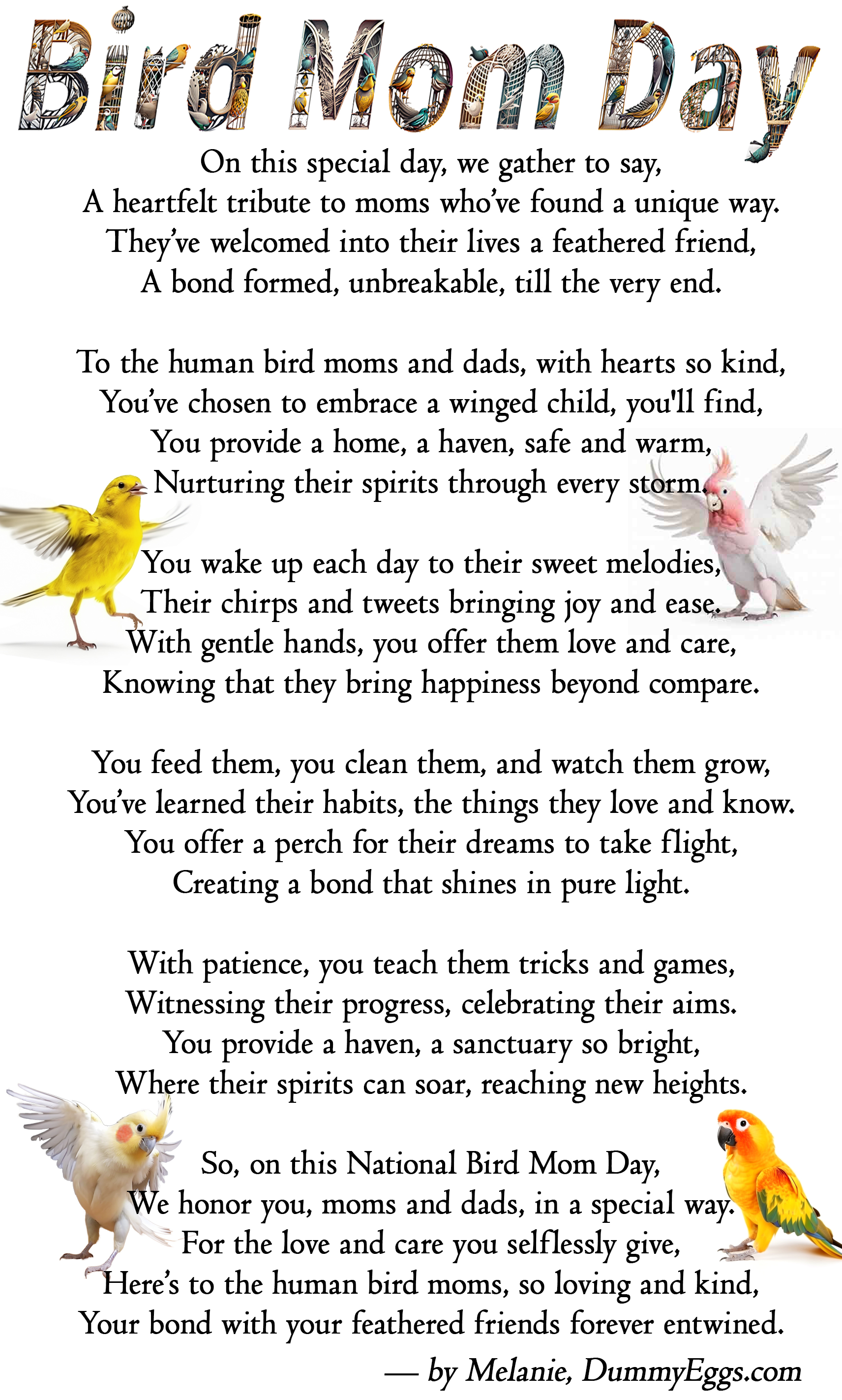 Bird Mom & Dad Tribute Poem